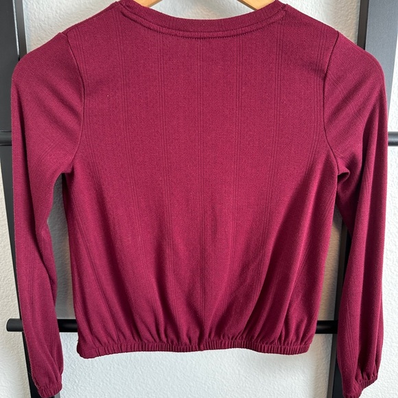 Girl’s Burgundy Long Sleeve Top - Picture 4 of 4